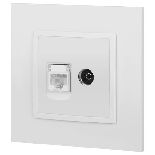 Розетка компьютерная + телевизионная Elegance 14-3110-01М RJ45+TV матов. бел. Эра Б0065767