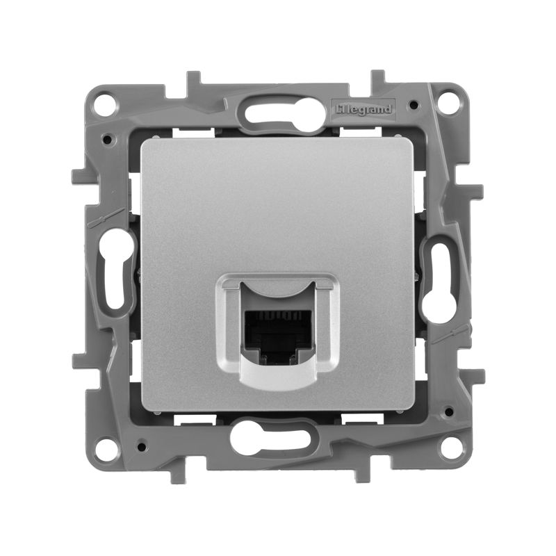 Розетка компьютерная 1-м СП Etika RJ45 кат.5E UTP механизм алюм. IEK 672441