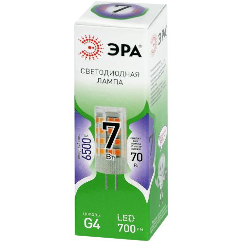 Лампа светодиодная GREEN LINE LED G4-JC-7W-865-12V GL G4 7Вт капсула 6500К холод. бел. Эра Б0067194