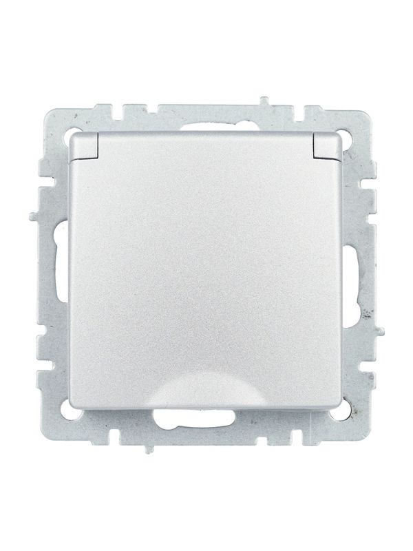 Розетка BRITE РСбш10-3-44-БрА 16А IP44 с заземл. защ. шторки с крышкой механизм алюм. IEK BR-R16-16-44-K47