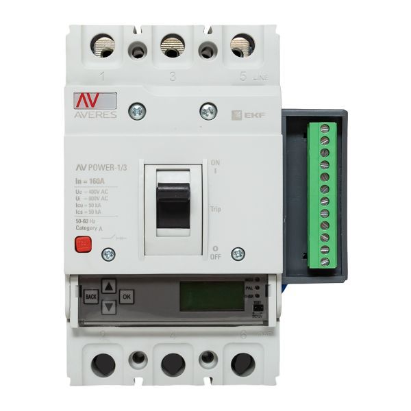 Выключатель автоматический 3п 160А 50кА AV POWER-1/3 ETU6.2 AVERES EKF mccb-13-160-6.2-av