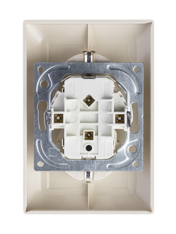 ABB Basic 55 Сл. кость Розетка 2-ая с/з моноблок, с защитными шторками | 2021-0-0379  | 2CKA002021A0379 | ABB