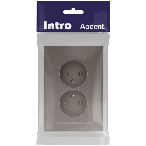 Розетка 2-м СП Accent 6-204-09 16А IP20 250В 2P AL/CU титан Intro Б0063433