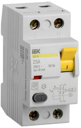 Выкл.дифф  тока (УЗО) 2п 25А 10мА тип AC ВД1-63 MDV10-2-025-010 ИЭК