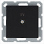 Розетка телевизионная оконечная TV Ф9.5мм механизм черн. матов. soft touch Jasmart G6001PB