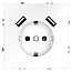 Розетка 1-м СП S70 16А с USB A+A с заземл. защ. шторки механизм бел. матов. Voltum VLS040402