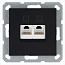 Розетка компьютерная 2-м RJ45 IP20 кат. 5E механизм черн. матов. soft touch Jasmart G6106PB