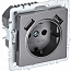 Розетка BRITE РЮш10-1-БрС 16А с USB A+A 2.1А с заземл. защ. шторки механизм сталь IEK BR-R14-16-U21-D21-K46