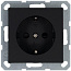 Розетка 1-м Shuko 16А IP20 с заземл. защ. шторки механизм черн. матов. soft touch Jasmart G5501PB