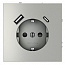 Розетка 1-м СП S70 16А с USB A+С с заземл. защ. шторки механизм сталь Voltum VLS040505