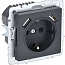 Розетка BRITE РЮш10-1-БрГ 16А с USB A+A 2.1А с заземл. защ. шторки механизм графит IEK BR-R14-16-U21-D21-K53