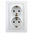 Розетка 2-м СП Plano 1-208-01 16А IP20 250В 2х2P+E Schuko защ. шторки бел. Intro Б0053933