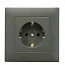 Розетка 1-м Karea RIZZ STAR с заземл. дым. металлик Makel 88050028