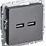 Розетка BRITE USB A+A 3.1А РЮ10-1-БрС механизм сталь IEK BR-U21-D31-K46