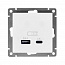 Розетка 2-м USB СП Афина 5В тип А(2.4А)+С(4А) механизм бел. Universal А0059