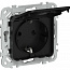 FLITE Розетка с заземлением со шторками с крышкой быстрозажимные клеммы 16А IP44 РСшкр11-1-44-ФлЧ черный | FI-R16-16-1-44-K02 | IEK