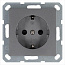 Розетка 1-м Shuko 16А IP20 с заземл. защ. шторки механизм алюм. Jasmart G5501S