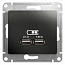 Розетка USB 2-м СП Glossa тип A+A 5В/2100мА 2х5В/1050мА механизм антрацит SE GSL000733
