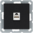 Розетка компьютерная 1-м RJ45 IP20 кат. 5E механизм черн. матов. soft touch Jasmart G6105PB